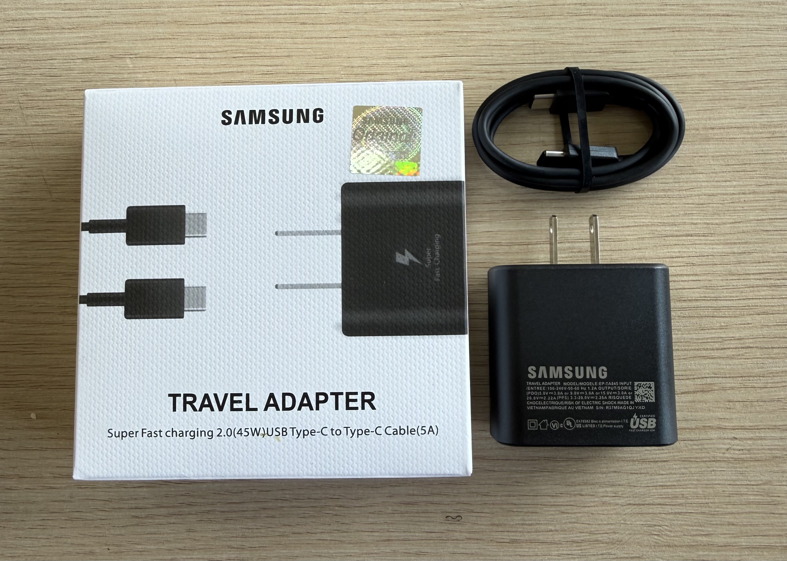 Cargador Samsung 2.0 45W USB C-C cable 5A