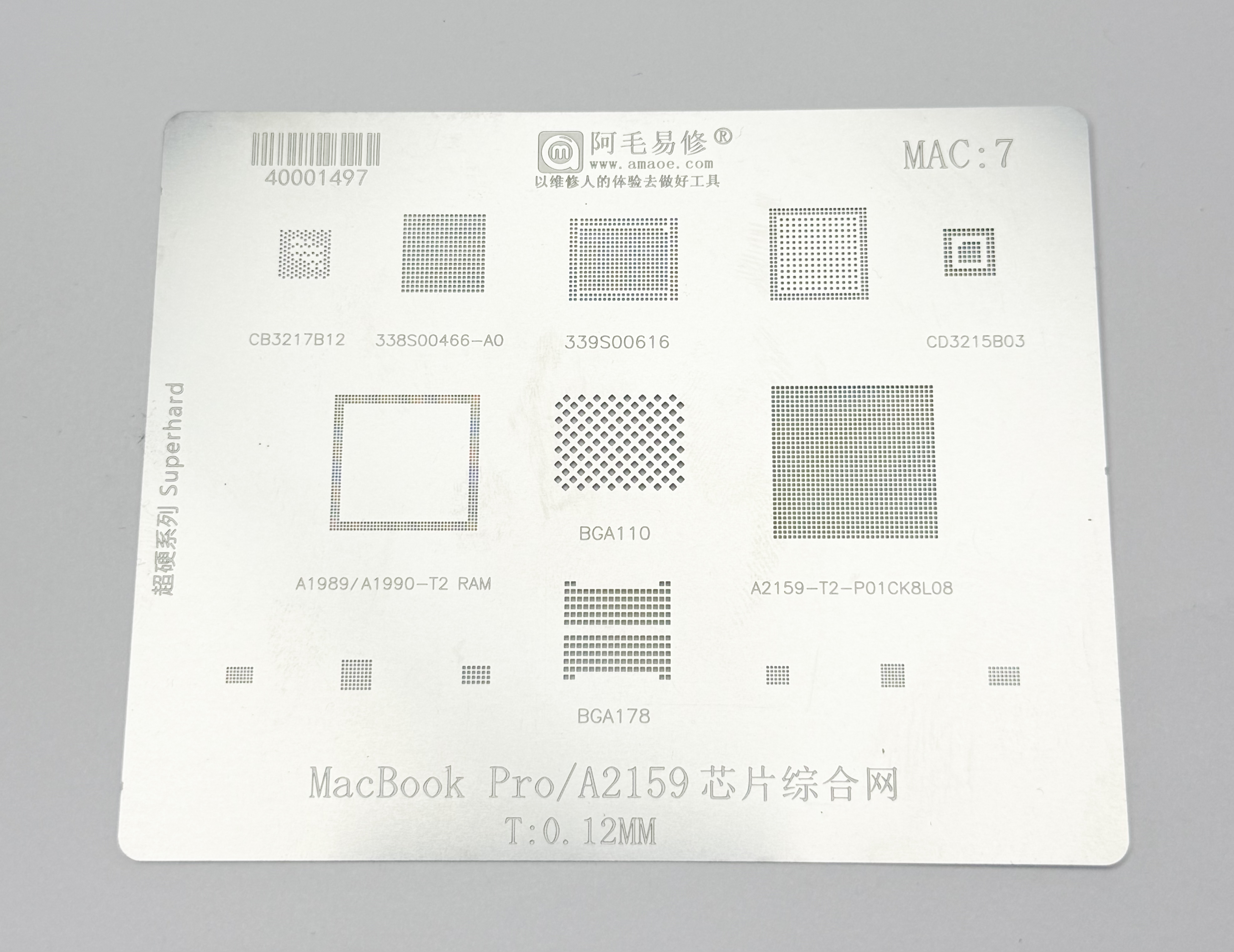 Stencil Amaoe Macbook para IC / CPU / MEMORIAS / RAM MAC 1 AL 9
